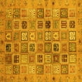 thumbnail image 1 of Ahgly Company Machine Washable Indoor Square Abstract Yellow Modern Area Rugs, 3' Square, 1 of 4