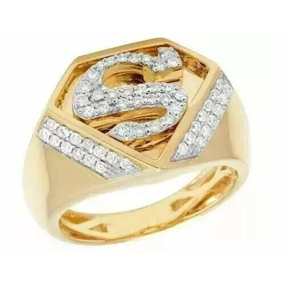 2Ct Round Lab Created Diamond Superman Wedding Ring 14K Yellow Gold Plated