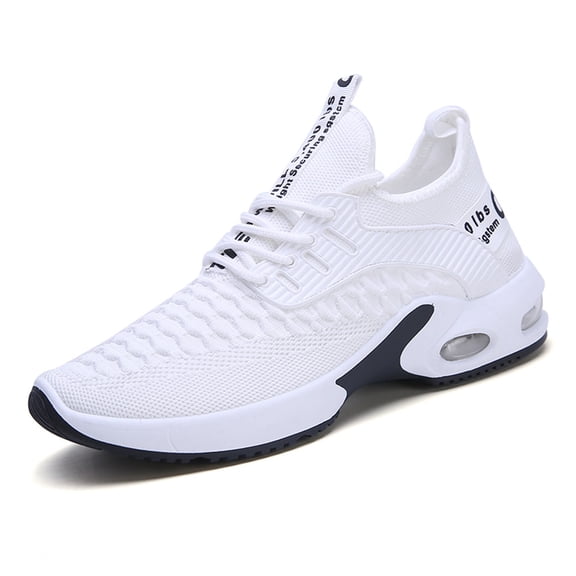 Men's Breathable Knit Air Cushion Running Shoes, Lightweight Lace-Up Athletic Sneakers, Shock Absorbing Comfortable Footwear for Gym, Walking, and Daily Activities