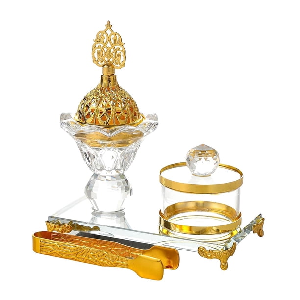 Kit de quemador de incienso de Ramadán Adorno Multipropósito con pinzas, bandeja, jarra de almacenamiento para sala de meditación