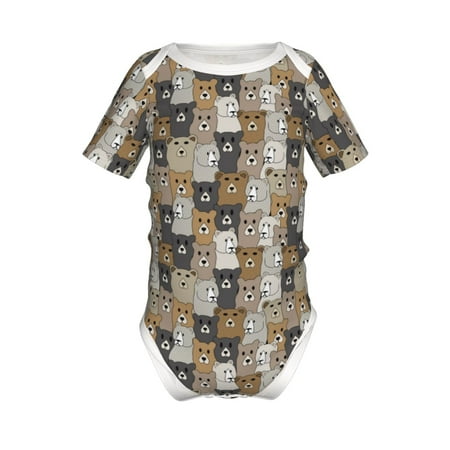 

Junzan Cartoon Bear Print Short-Sleeve Baby Climbing Clothes Bodysuits for Infant One-Piece for Baby Boys & Girls Baby Clothes Baby Romper with Snap Closure-2 Years