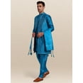 thumbnail image 2 of SKAVIJ Kurta Pajama Jacket Scarf 4-Piece Set Embroidered Wedding Party Dress Turquoise S, 2 of 5