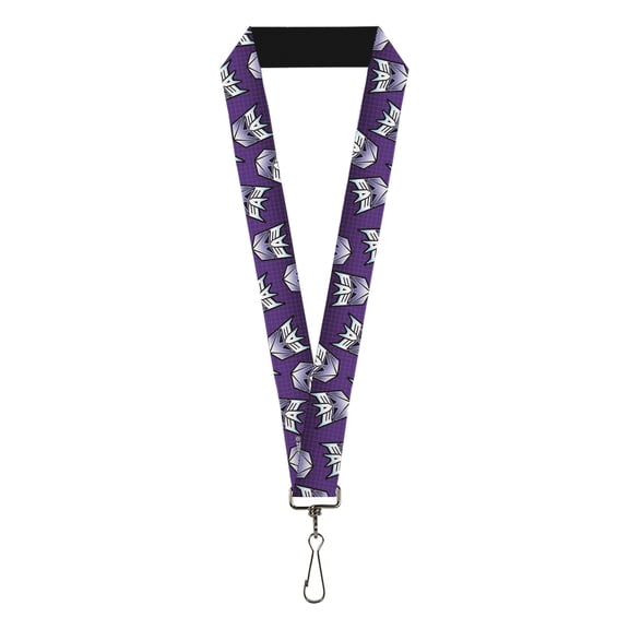 Transformers Lanyard, Transformers Decepticons Icon Scattered Grids Purples, Elastic