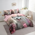 thumbnail image 3 of jejeloiu Cute Puppy Dogs 7-Piece Bedding Comforter Set,Pink Flowers Blossom King Bedding Sets For Girls Boys Reversible, 3 of 8