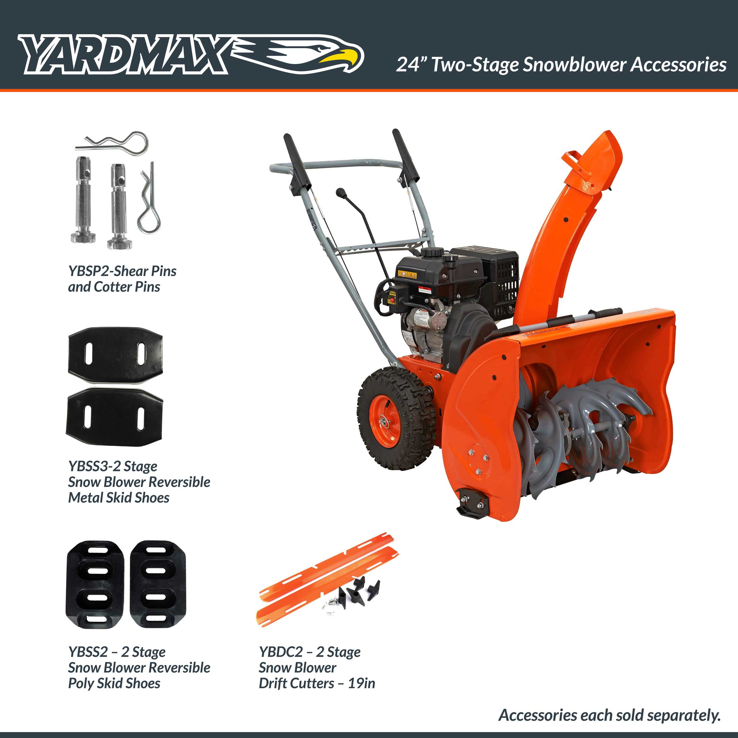 YARDMAX 24 in. 212cc Two-stage Self-propelled Gas Snow Blower with Push-button Electric Start