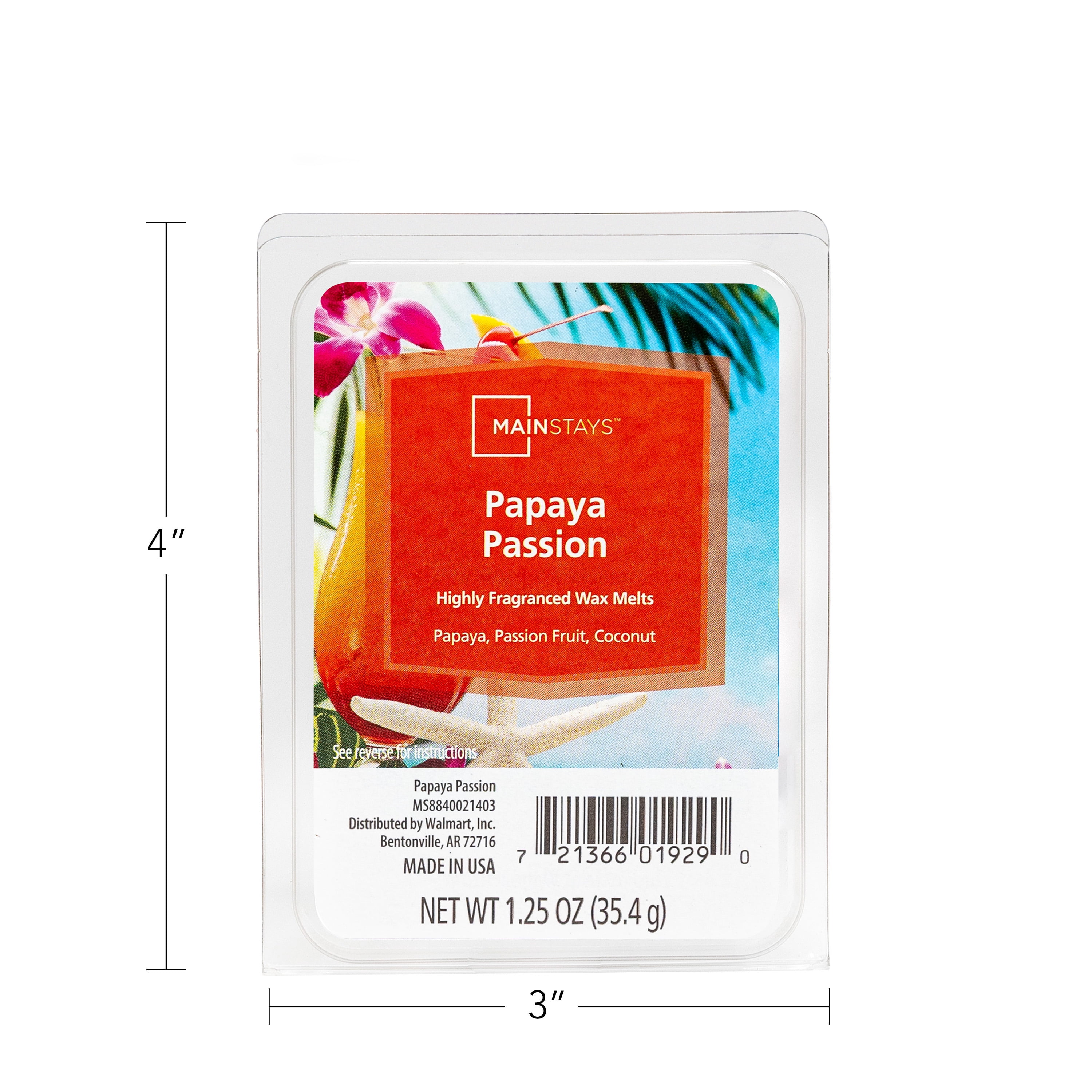 (6 pack) Mainstays 6 Cube Wax Melts, Papaya Passion, 1.25 oz
