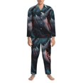 thumbnail image 3 of Uemuo Wave Chain Shark Pattern 2-Piece Loungewear Set - Men’s Soft Sleepwear, Cozy Winter PJs, Comfy Sleep Set-, 3 of 7
