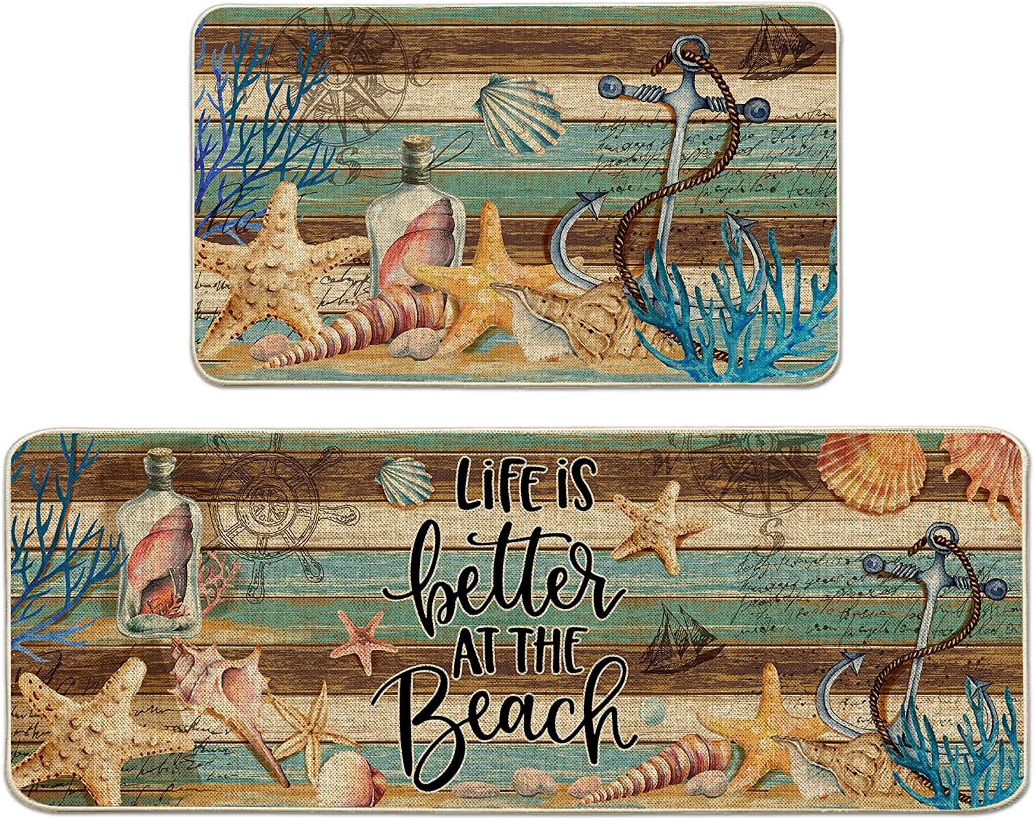 aoselan Nautical Kitchen Rugs and Mat Set of 2 , Nautical Kitchen Decor