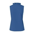 thumbnail image 4 of yunLCZ Basic T Shirts Womens Sleeveless Ruffle Peplum Front Tank Tops Casual Summer V Neck Shirts Office Shirts Blue L, 4 of 4