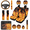 Fire Pattern, variant on Fire Pattern Car Interior Accessory Kit, with Steering Wheel Cover Auto Cup Holder Coaster, Compatible with Vans Trucks