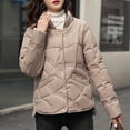 thumbnail image 4 of Hueook Womens Fleece Jacket Womens Coats and Jackets Women's Casual Colored Long-sleeved Capless Jacket Khaki 3X, 4 of 6