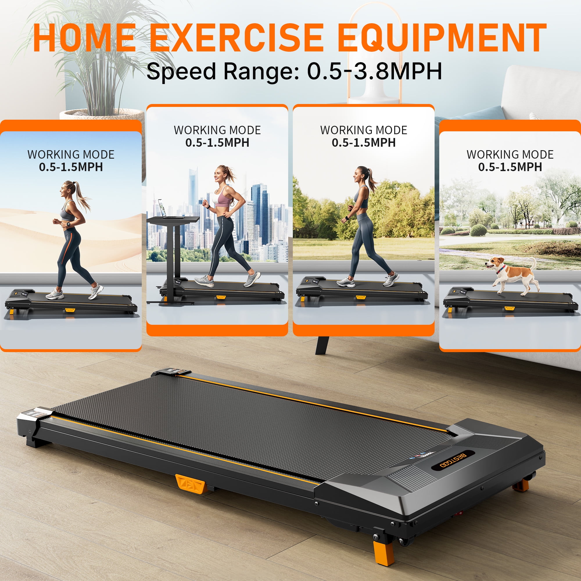 Under Desk Treadmill Walking Pad, 2.5HP 2-in-1 Jogging Foldable Portable Treadmill with Remote, 265LBS Capacity, Quiet Office/Home Use