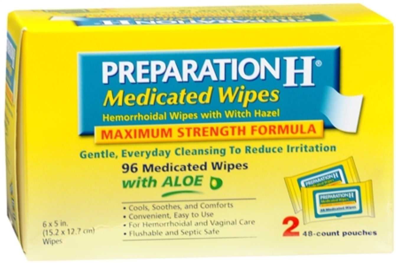 Preparation H Medicated Wipes 96 Each (Pack of 6)