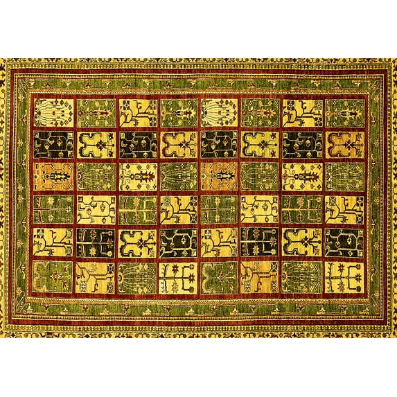 Ahgly Company Machine Washable Indoor Rectangle Abstract Yellow Modern Area Rugs, 2' x 3'