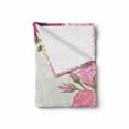 thumbnail image 2 of Anemone Flower Soft Flannel Fleece Throw Blanket, Pink Rose and Anemone Flowers Frame Lively Bridal Wedding Design, Cozy Plush for Indoor and Outdoor Use, 70" x 90", Pink Green Apricot, by Ambesonne, 2 of 6