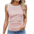 thumbnail image 2 of QUNYINEY Women Tank Tops Casual Camisole Striped Crew Neck Shirts Loose Ribbed Knit Sleeveless Tank Tops, 2 of 9