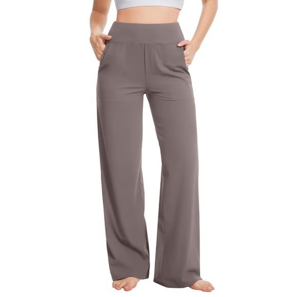 Pantalones de Yoga Talovee Pierna Ancha Cintura Alta para Mujer Taupe Profundo