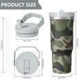 thumbnail image 2 of Camouflage 30oz Handheld Travel Tumbler with Handle – Double Wall Stainless Steel Insulated Cup, Flip Straw Lid, Leak-Proof & BPA-Free for Hot and Cold Drinks – Durable Coffee & Juice Mug White, 2 of 6