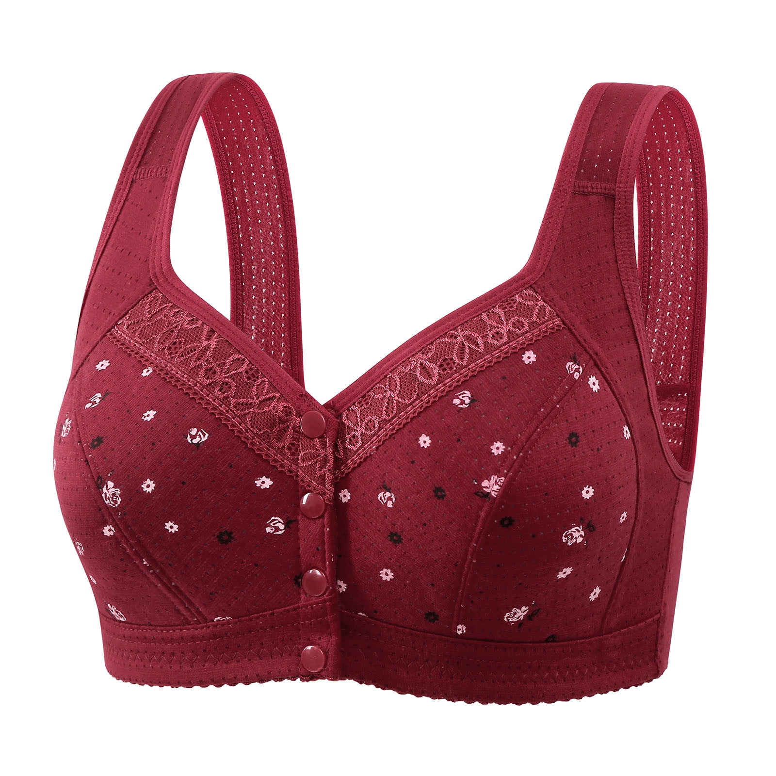 yievot 5 Pack Front Closure Bras for Womens Bras Front Snaps Seniors Snap Front Bra Older Women Comfort Everyday Bras Wireless Push Up Bra