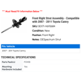 thumbnail image 2 of Front Right Strut Assembly - Compatible with 2007 - 2011 Toyota Camry 2008 2009 2010, 2 of 2