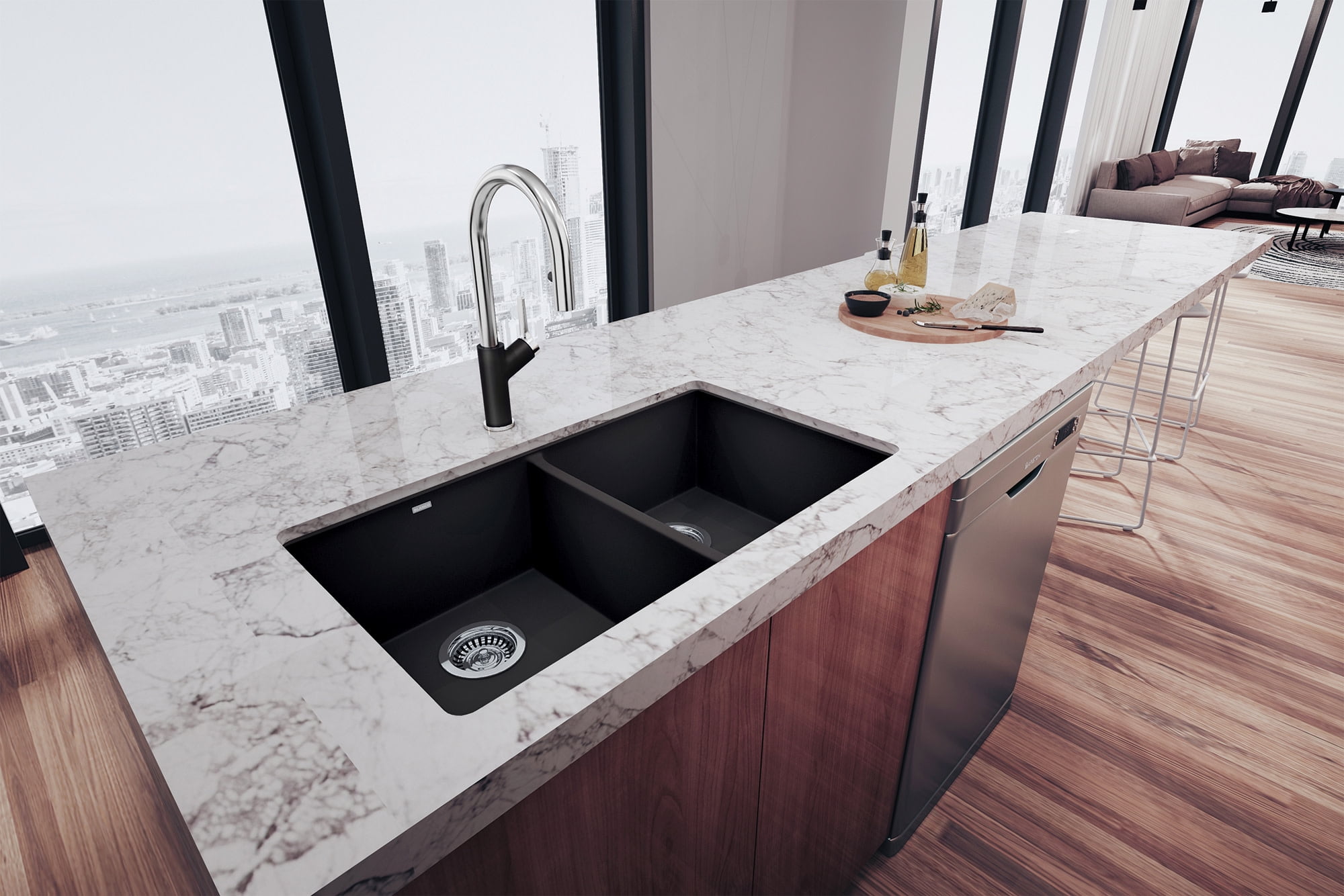 Blanco PRECIS Equal Double Bowl SILGRANIT Sink White