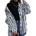 thumbnail image 1 of xiaxaixu Women's Flannel Jackets Casual Long Sleeve Button Down Houndstooth Shacket Oversized Coats, 1 of 9