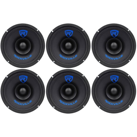 (6) Rockville RM68SP CEA Compliant 6.5” 480W Midrange Car Speakers 8 Ohm