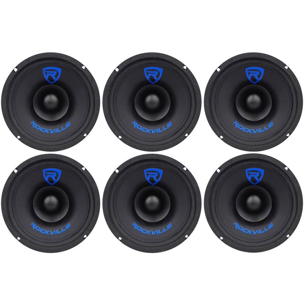 (6) Rockville RM68SP CEA Compliant 6.5” 480W Midrange Car Speakers 8