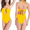 thumbnail image 2 of Uaswgudfs Womens Swim One-Piece Swimsuit with Heart-Shaped Neckline and Cutout Detail - Stylish and Durable Bathing Suit Yellow XL, 2 of 4