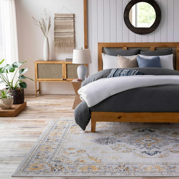 Hauteloom Mistley Living Room, Bedroom Area Rug - Traditional - Orange, Gray, Beige - 6'7" x 9'