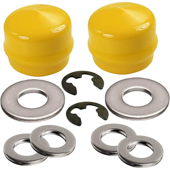 HD Switch Front Wheel Axle Hardware Kit for John Deere M143338 GX21931 R27434 Z9972H M123254 - Hub Caps Thrust Washers & E-Clips (2 Kits)