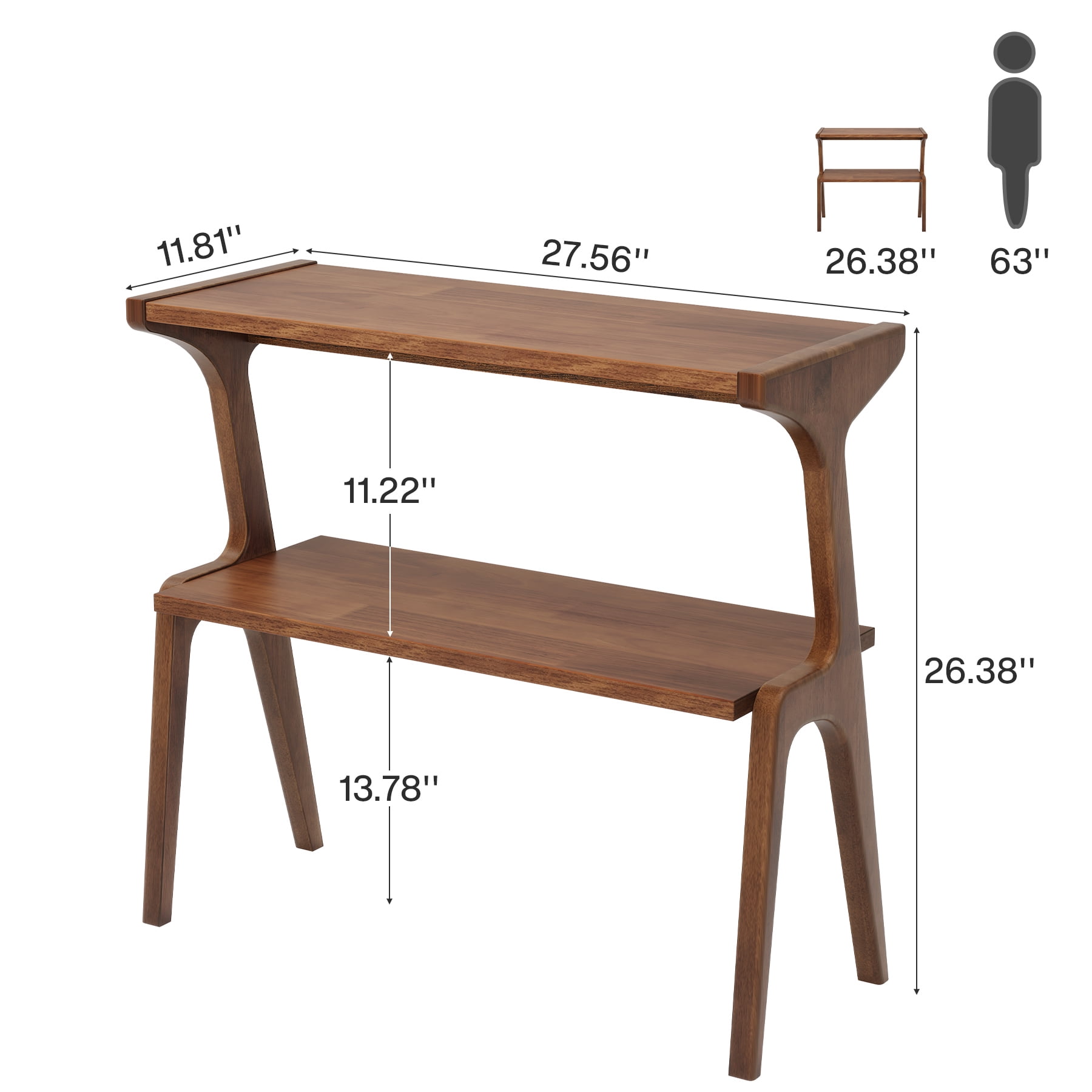 Fnova End Table Narrow Side Tables Modern Wooden Sofa Table with Storage Shelf, Farmhouse Bedside Table, Easy Assembly, Corner Table, Drink Table for Living Room, Bedroom, Nightstand