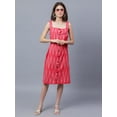 thumbnail image 4 of ENTELLUS | Sleeveless, square neck, knee length, Ikkat Dress in Red Colour, 4 of 4