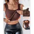thumbnail image 3 of Camisetas sin mangas CHICME para mujer, altas, elásticas, ajustadas, color café, 3 of 8