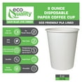 thumbnail image 2 of [500 Pack] 8oz White Paper Coffee Cups - Disposable Paper Cups - Hot Drink, Tea, Coffee, Cappuccino, Hot Chocolate, Chai, Chai Latte, Hot Cup, Office, Restaurants, Breakrooms by EcoQuality, 2 of 5
