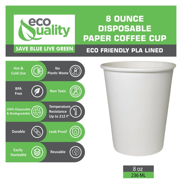 Lakesstory Disposable Coffee Cups 8 oz Paper Cups White Paper Tea Cups Pack  of 50