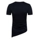 thumbnail image 4 of Blusas y camisas de manga corta y cuello redondo para hombre, blusas informales de verano de color liso con cuello redondo y mangas cortas irregulares, blusa de poliéster para hombre., 4 of 8
