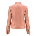 thumbnail image 5 of Dazajoo Women's Trendy Faux Leather Motorcycle Jacket Zip Up Stand Collar Slim PU Leather Moto Biker Outwear Coat,Pink,XXL, 5 of 7