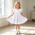 thumbnail image 4 of FhsagQ Robe de Fête à Étages pour Filles avec Manches à Volants et Design Plissé pour l'Été (Blanc Taille 3-4 Ans), 4 of 6