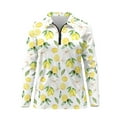 thumbnail image 4 of Yuyamidu Yellow Lemon Women's Long Sleeve Golf Shirts Flowers Athletic Tennis Shirts Soft Quarter Zip Golf Clothes Workout Pullover Tops Size XS, 4 of 8