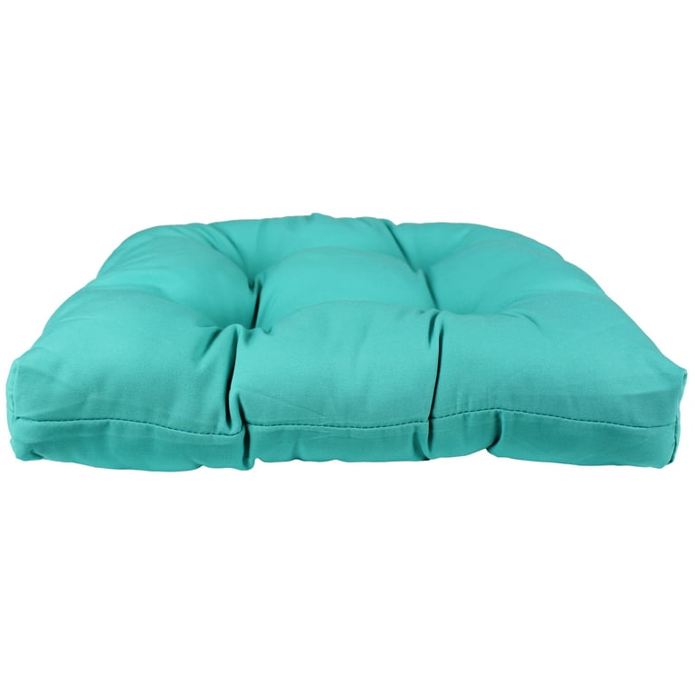 at Home Turquoise Canvas Outdoor Square Seat Cushion