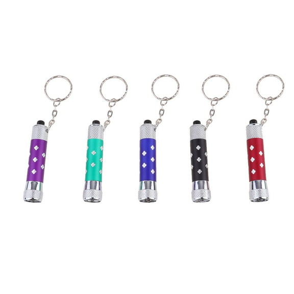 Worgeous 5pcs Flashlight Keychains Portable Key Holder LED Key Ring Key Decoration Small Gift for Men Women (Red   Purple   Green   Blue   Black)