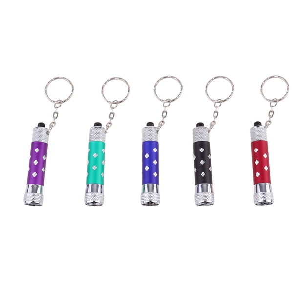EeaseMX 5 llaveros con linterna, llavero portátil LED, llavero decorativo, pequeño regalo para hombres y mujeres (rojo, morado, verde, azul y negro)