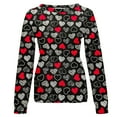 thumbnail image 5 of Jacenvly Christmas T-Shirts for Women Round Neck Blouse Cozy Long Sleeve Shirt Skin-Friendly Heart Printed Valentine'S Day Printed Blouse Casual Tunic Tops Multicolor, 5 of 5