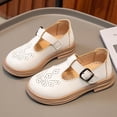 thumbnail image 6 of GiLiling Girls Mary Jane Dress Shoes, Perforated PU Leather T-Strap Flats with Adjustable Buckle, Non-Slip Rubber Sole Casual School Party Footwear (White, 3.5-4 Years), 6 of 7
