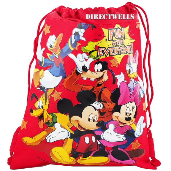 Mickey Mouse and Friends Character Licensed Red Drawstring Bag