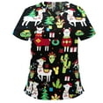 thumbnail image 2 of Kayannuo Print Nursing Uniforms Scrub for Women Women Short Sleeve V-neck Tops Working Uniform Christmas Blouse, 2 of 4