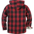 thumbnail image 2 of SPEEDRUN Mens Flannel Hoodie Plaid Jacket Fleece Sherpa Lined Full Zip Up Sweatshirt Winter Hooded Shirts Coat Red M, 2 of 5