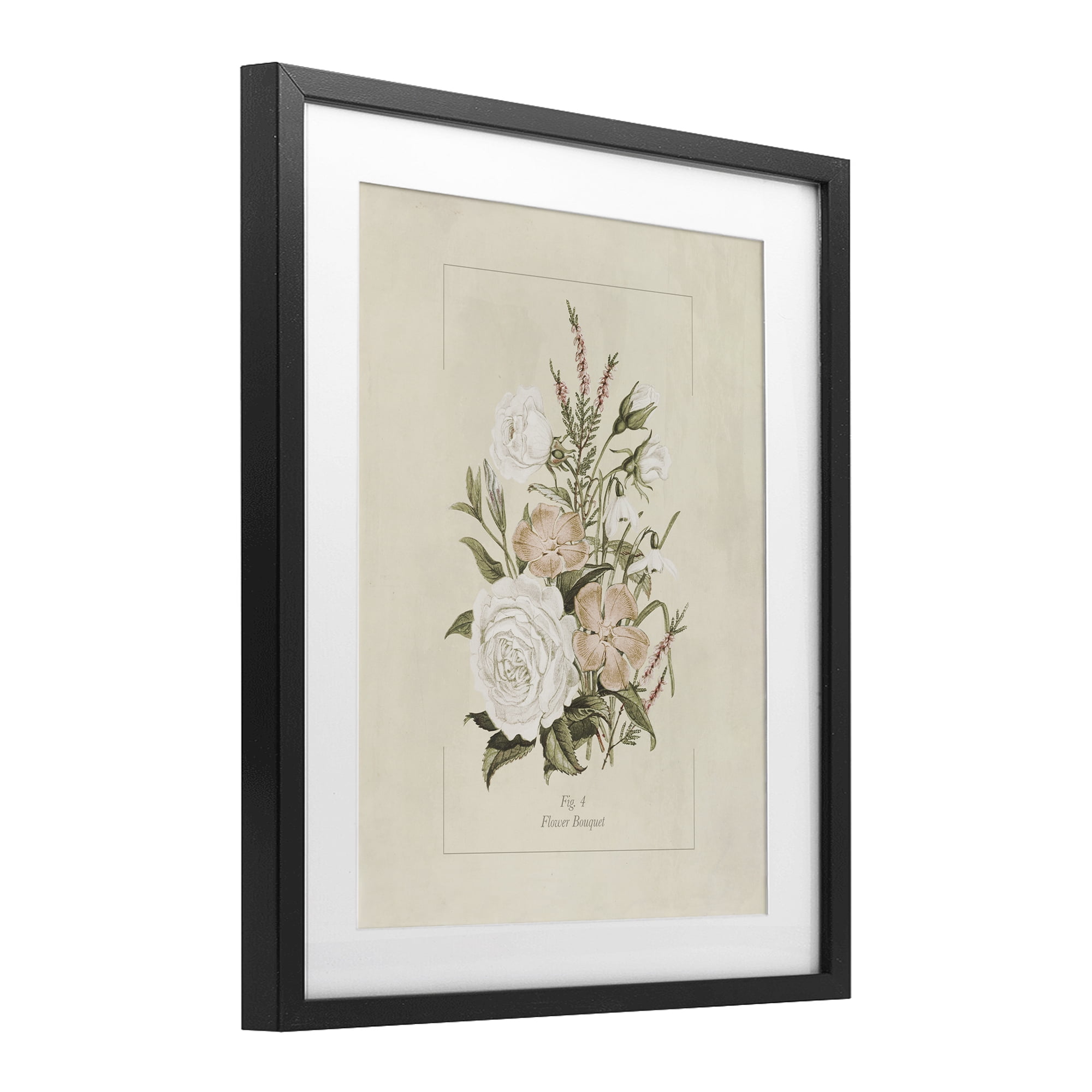 Stupell Industries Neutral & Soft Bouquet Study Black Framed Print Under Glass, design by Dan Meneely
