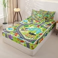 thumbnail image 2 of Manfei Boys City Map Zipper Full Size Comforter Sets with Fitted Sheet and 2 Pillowcases,Green Trees Pattern Zipper Bedding Set,Gray,Black Reversible,4pcs, 2 of 8